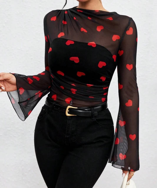 Heart Mesh Top